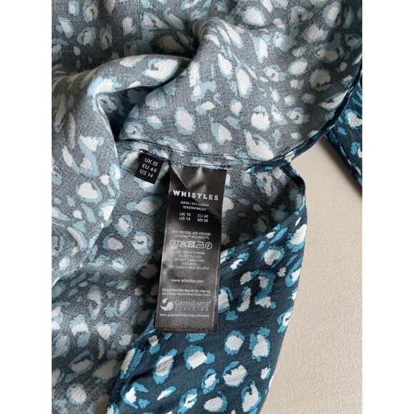 New! NWT Whistles Pastel Leopard Print Blue Turquoise Shirt US 14 MSRP $139 Long - Picture 16 of 16